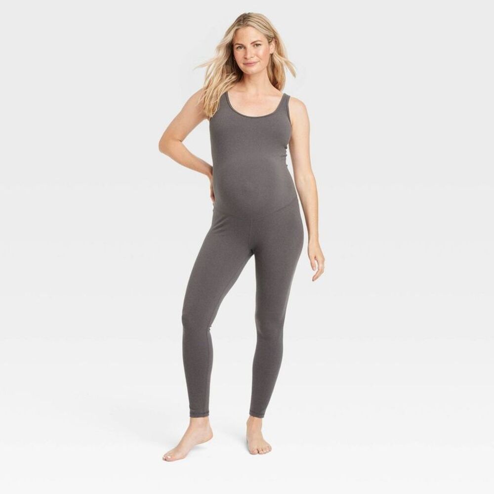 Isabel Maternity by Ingrid & Isabel Charcoal Gray Skinny Jumpsuit